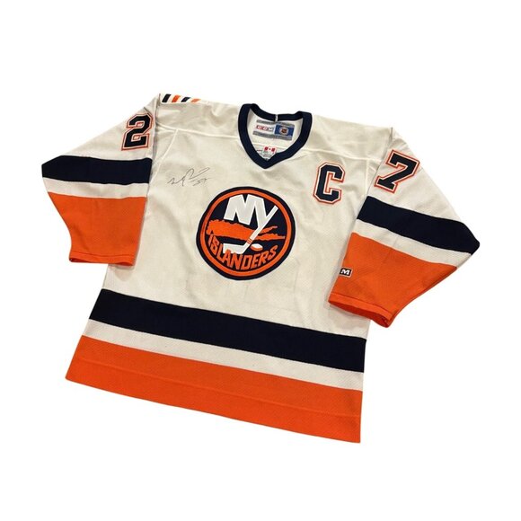 Vtg CCM New York Islanders Michael Peca #27 Signed Stitched NHL Hockey Jersey M - Picture 4 of 9